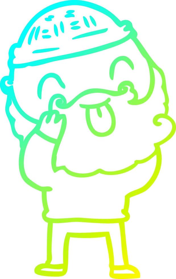 cold gradient line drawing man with beard sticking out tongue vector