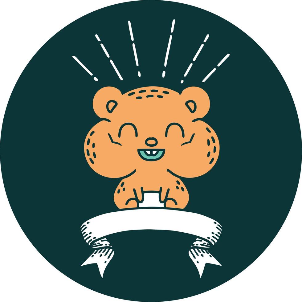 icon of a tattoo style happy hamster vector