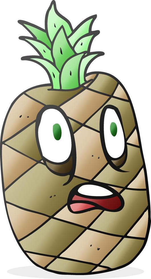 Piña de dibujos animados dibujados a mano alzada vector