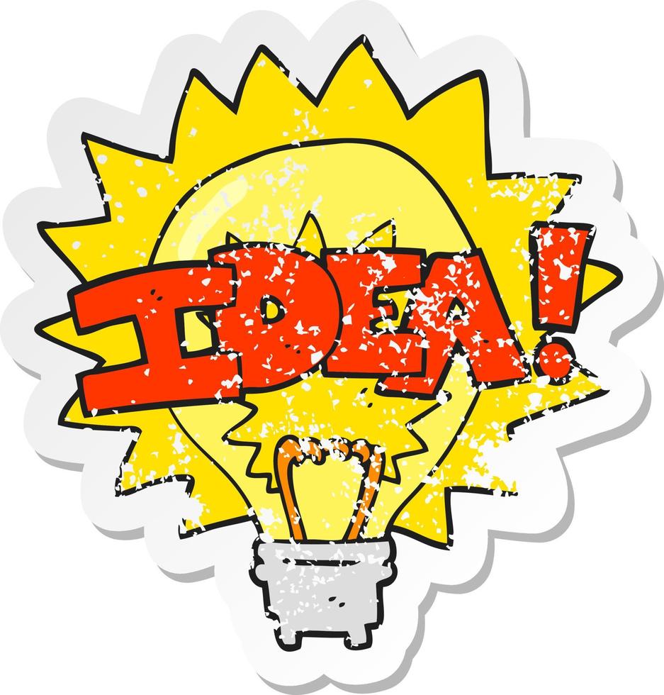 retro distressed sticker of a cartoon idea light bulb symbol vector