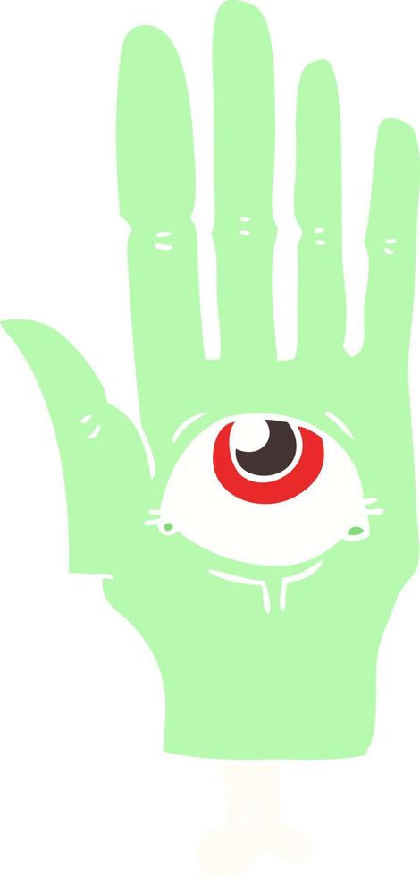 flat color illustration of spooky eye hand vector