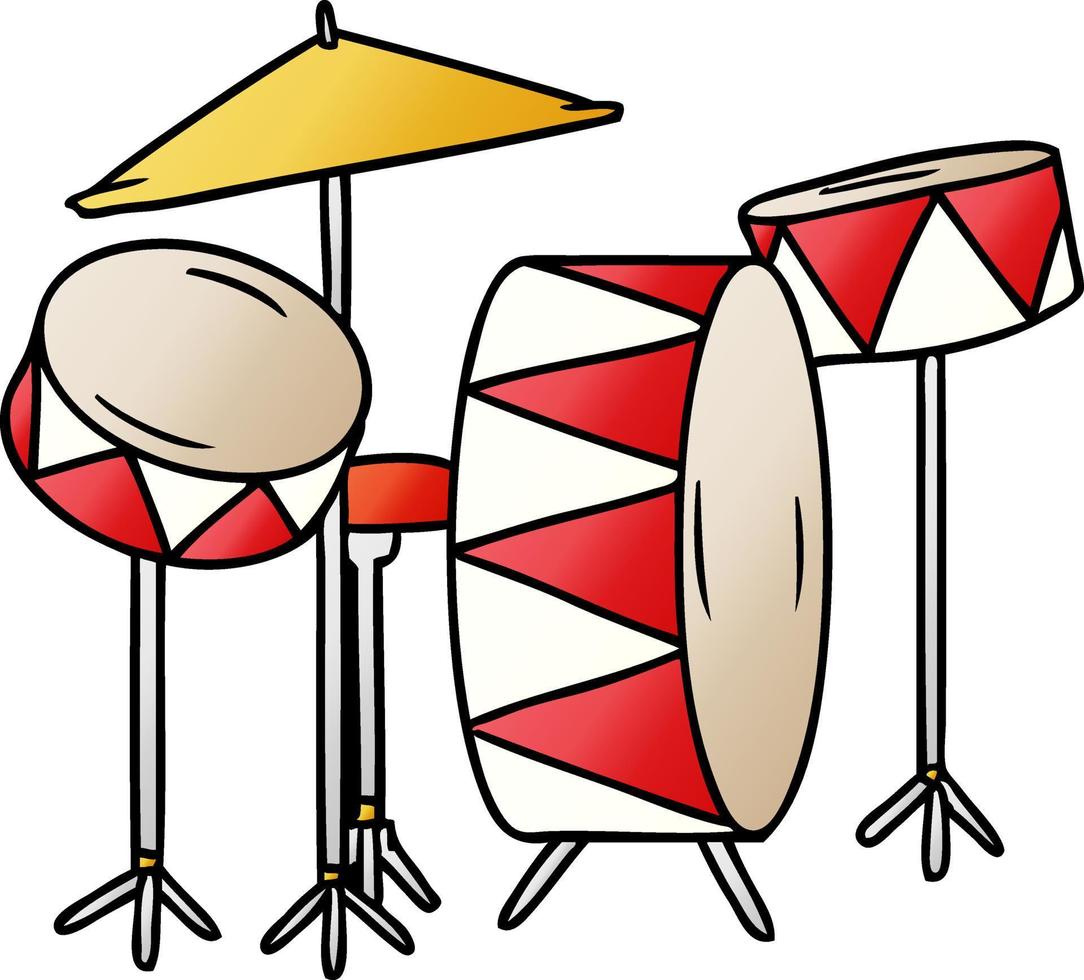 gradient cartoon doodle of a drum kit vector