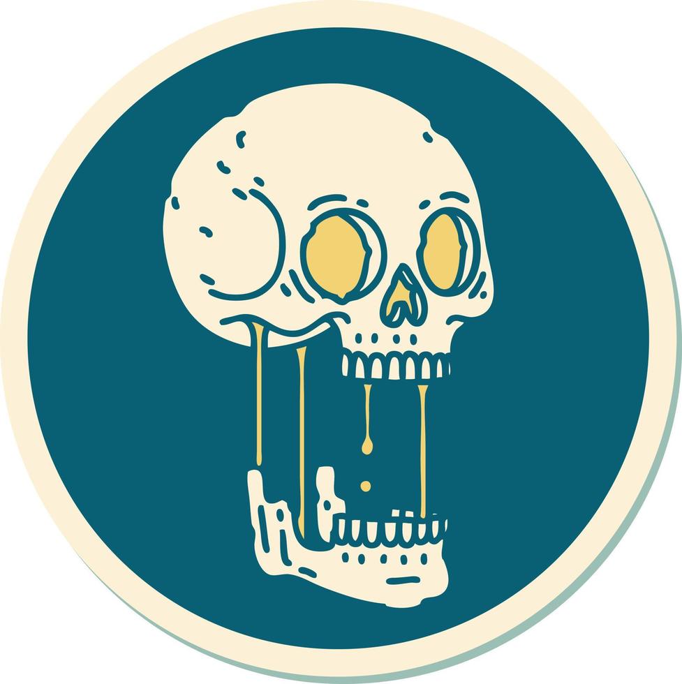 sticker of tattoo in traditional style of a skull vector