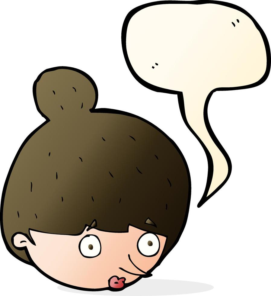 cartoon surprised woman s face with speech bubble vector