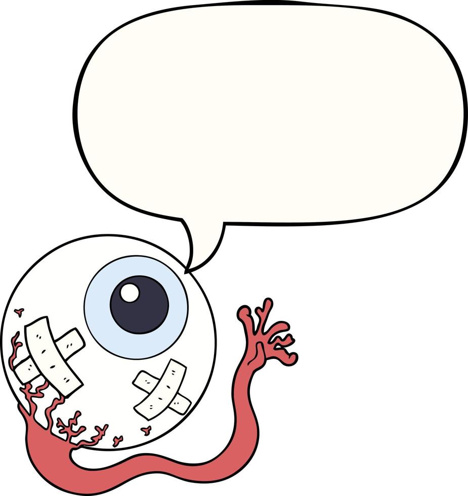 cartoon injured eyeball and speech bubble vector