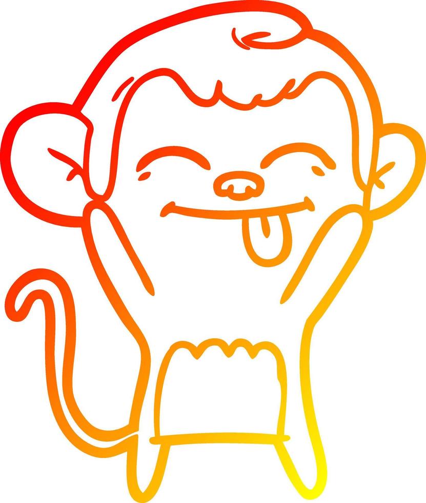 warm gradient line drawing funny cartoon monkey vector