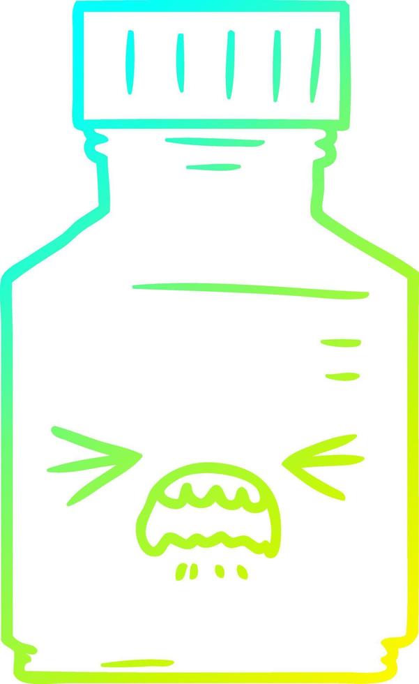 cold gradient line drawing cartoon pill jar vector
