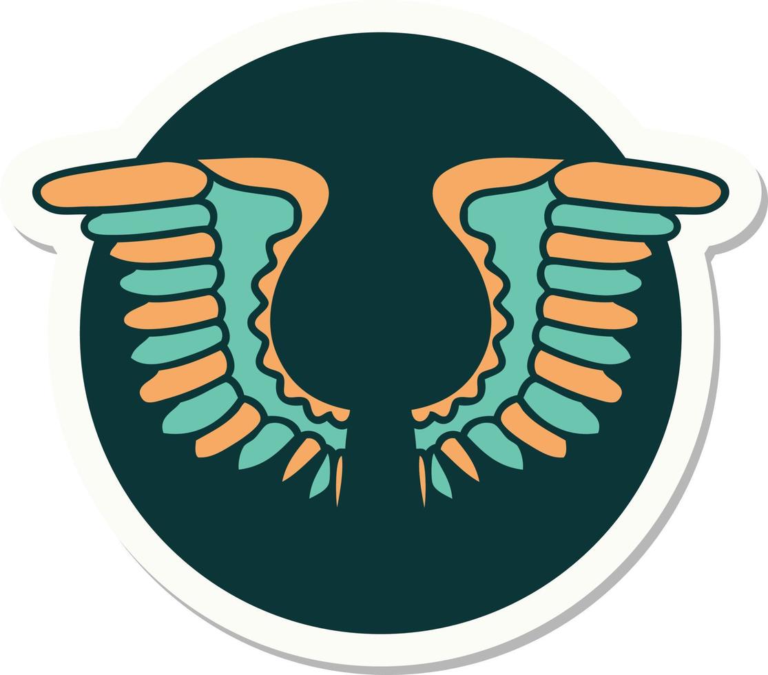 sticker of tattoo in traditional style of a wing vector
