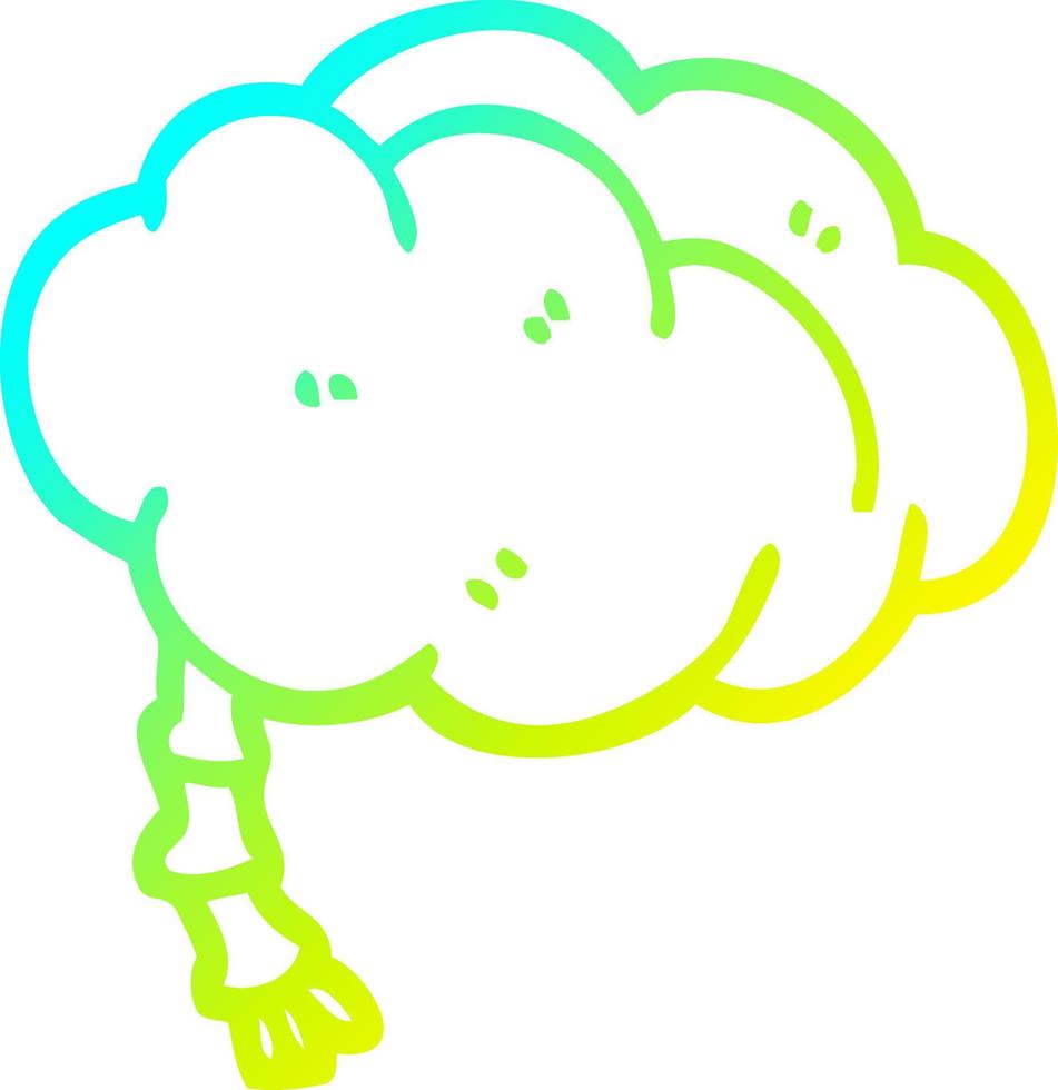 cold gradient line drawing cartoon brain vector
