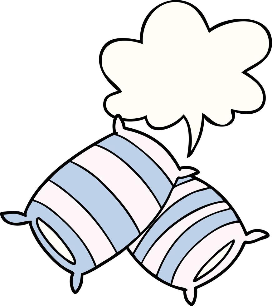cartoon pillows and speech bubble vector