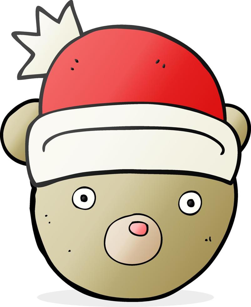 freehand drawn cartoon teddy bear wearing christmas hat vector