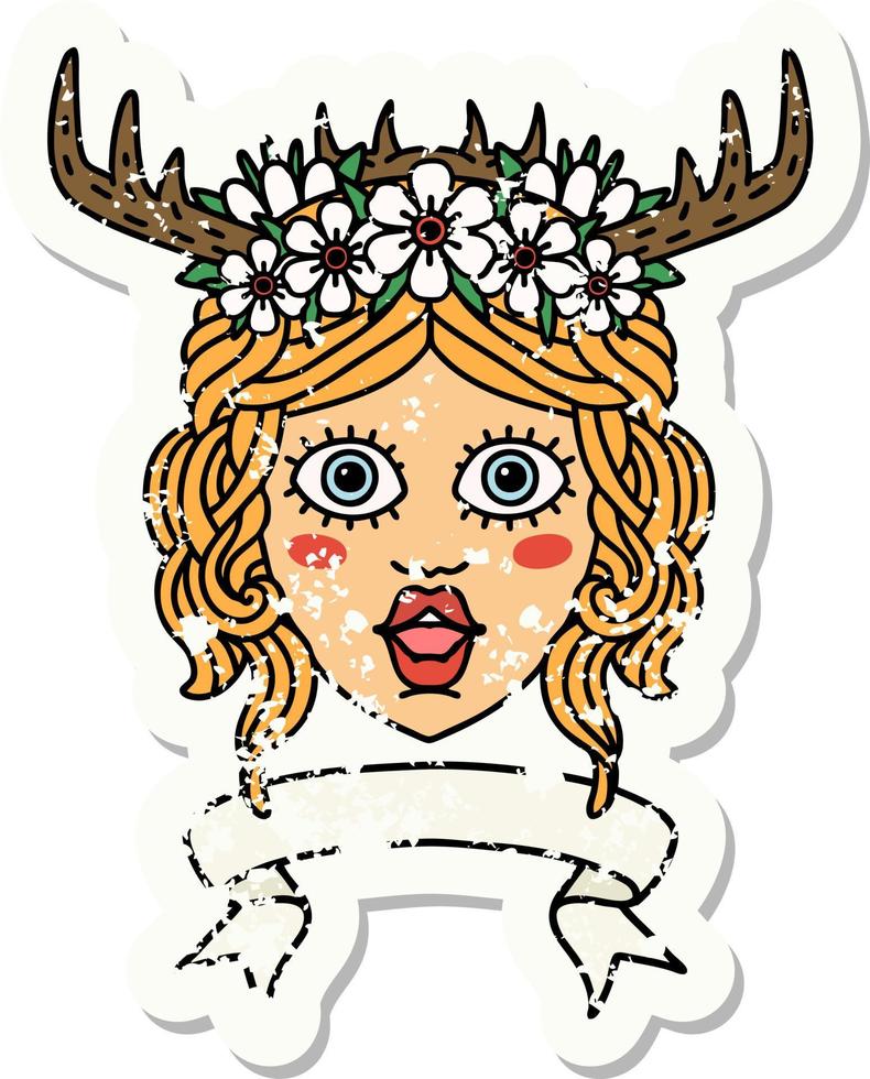 Retro Tattoo Style human druid character with banner vector
