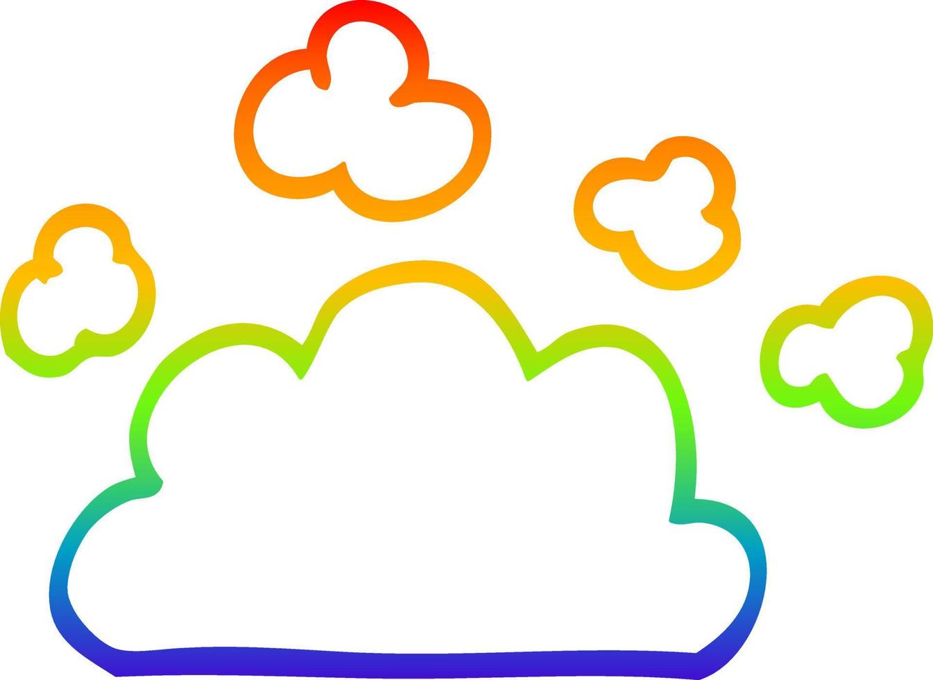 rainbow gradient line drawing cartoon weather cloud vector