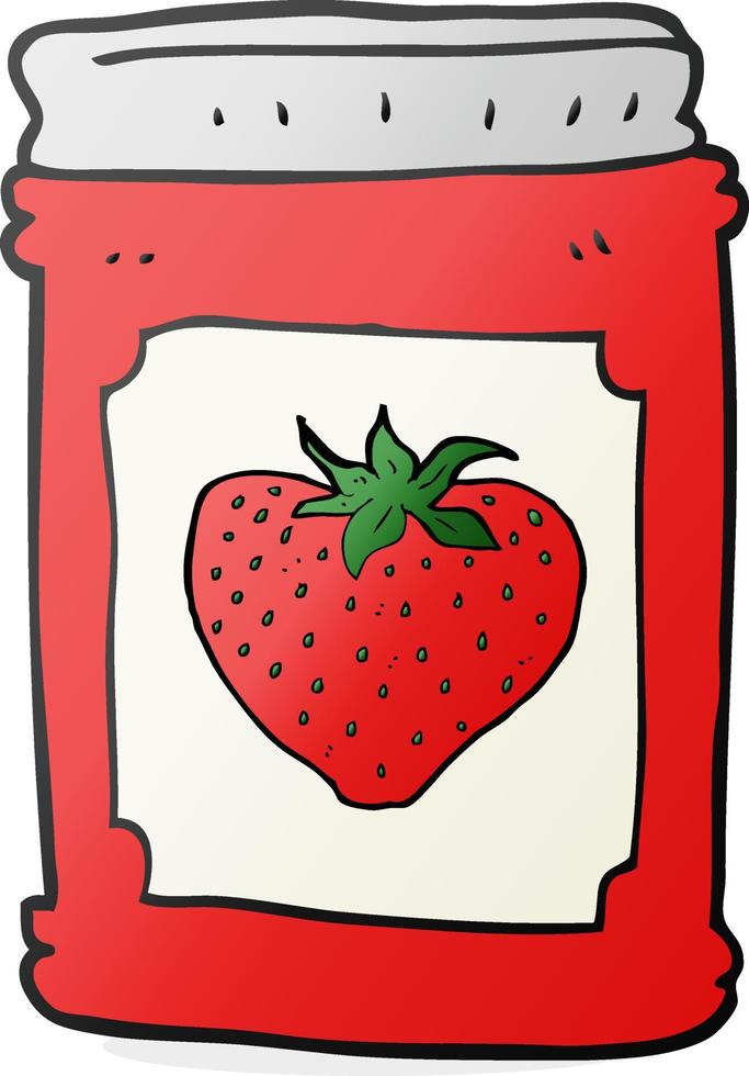 freehand drawn cartoon strawberry jam jar vector