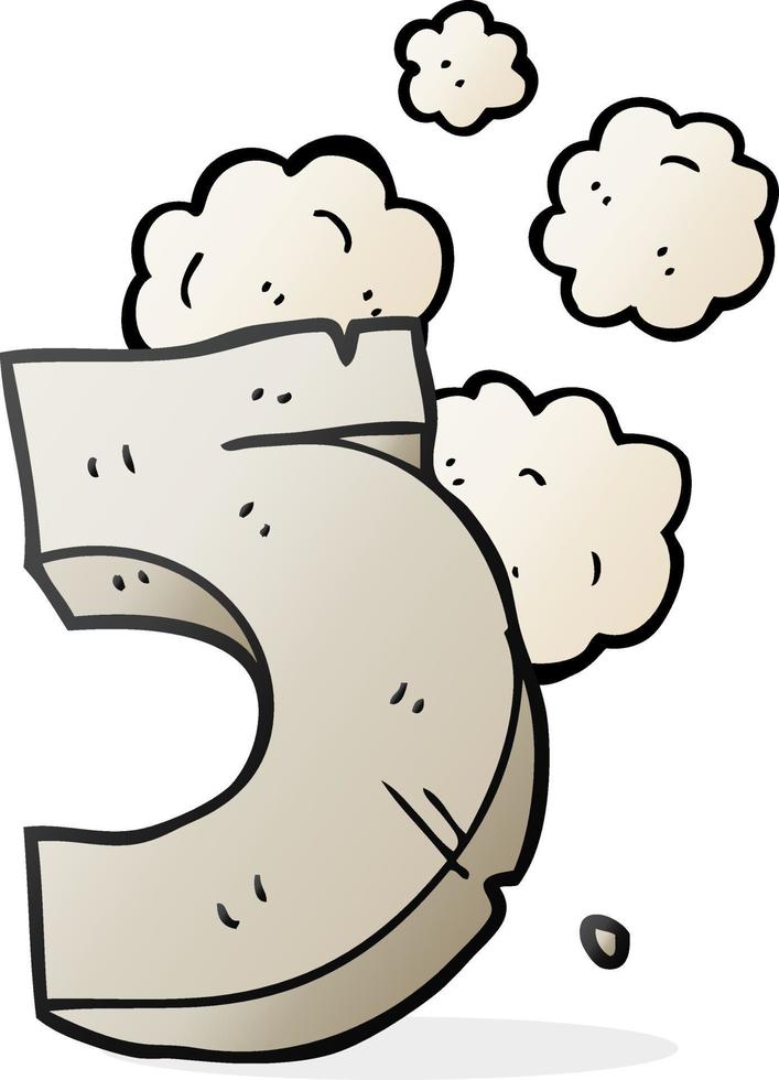 freehand drawn cartoon stone number five vector