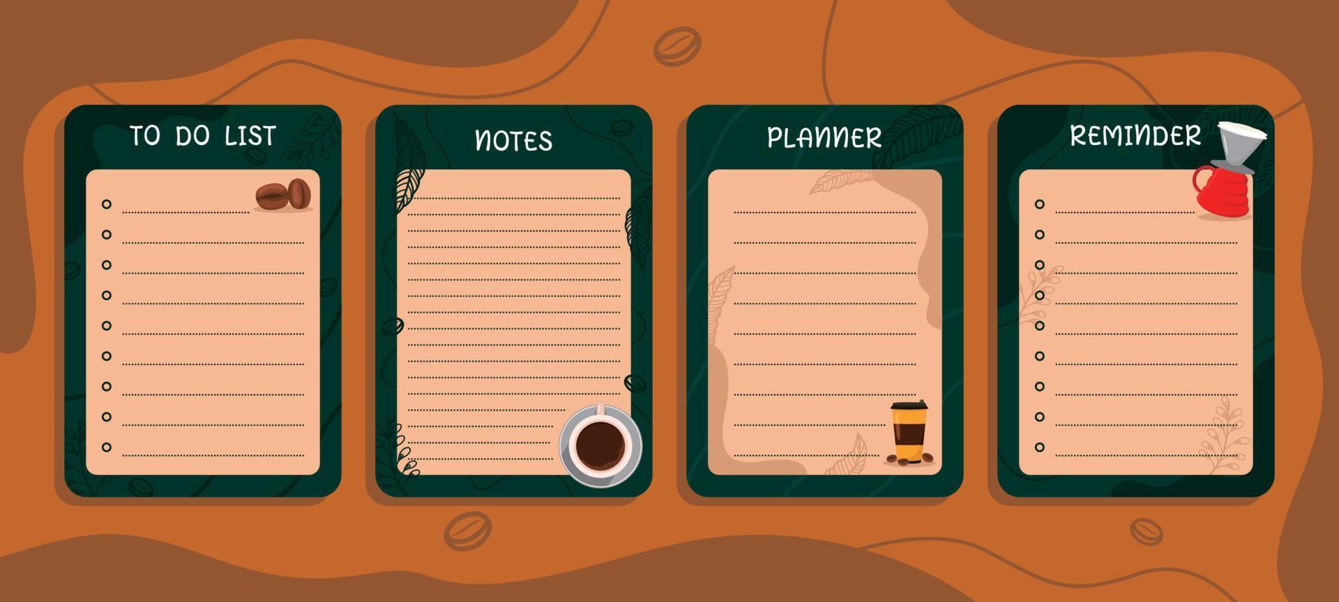 Journal Template with Coffee Theme Collection vector