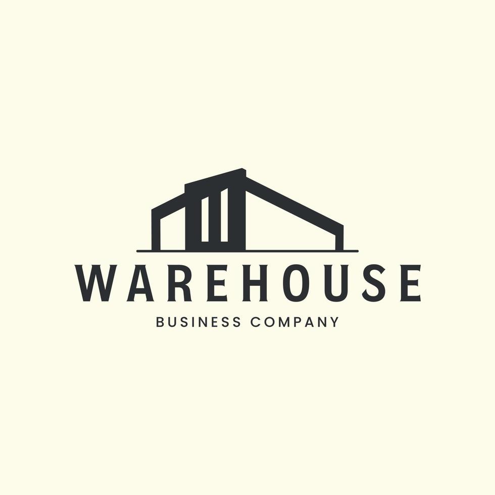 warehouse with vintage style logo vector illustration design, storeroom logo design