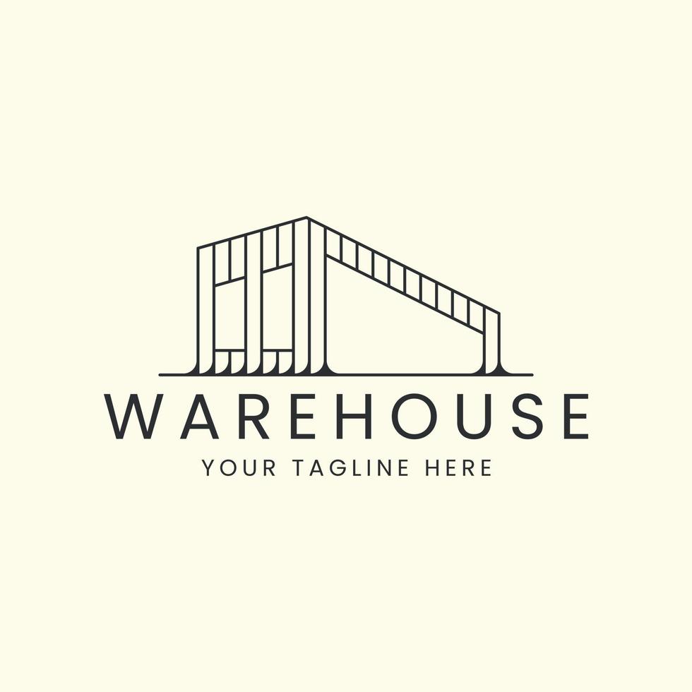 minimalist warehouse with linear style logo vector illustration design, shed logo design