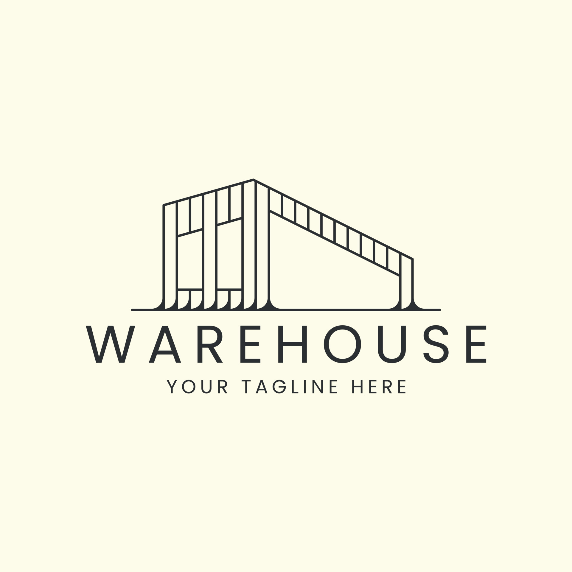 minimalist warehouse with linear style logo vector illustration design ...