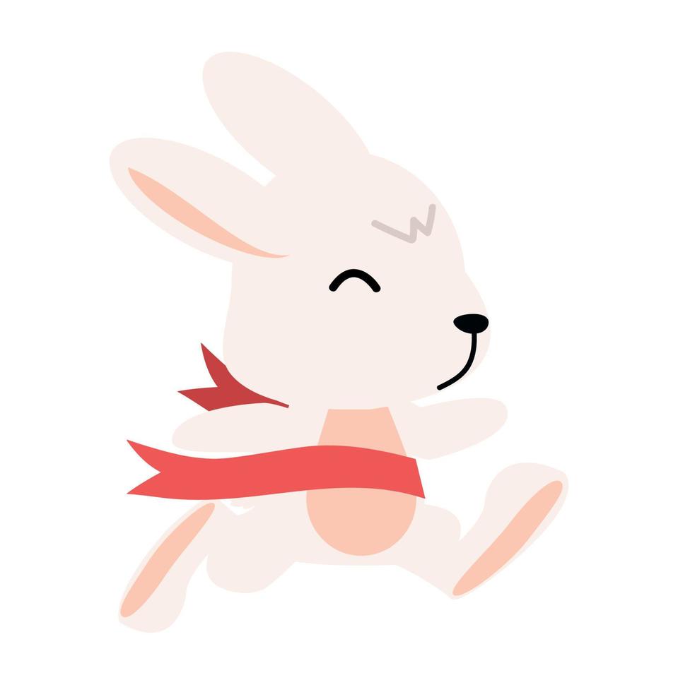 Rabbit run to the finish ribbon line vector