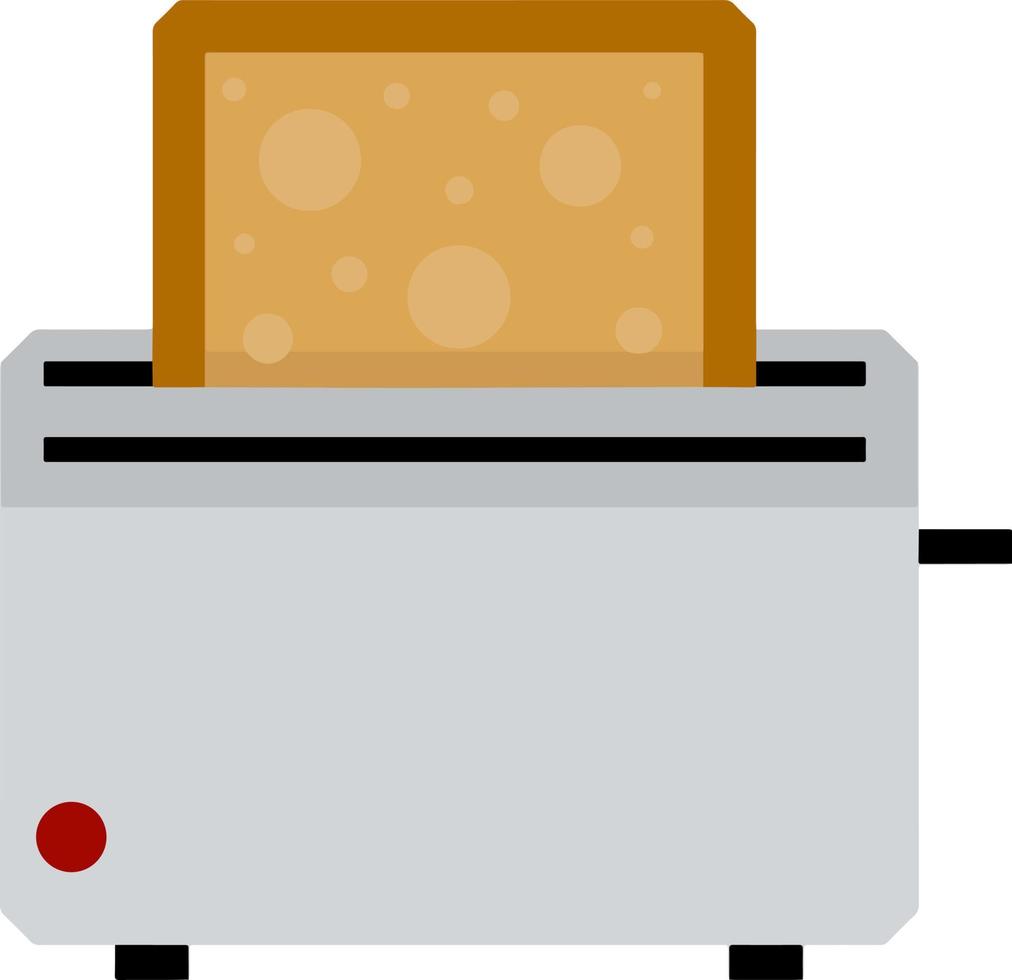 Toaster with fried bread. Food preparation. The element of kitchen appliance. The object is to roast loaf. Cartoon flat illustration vector