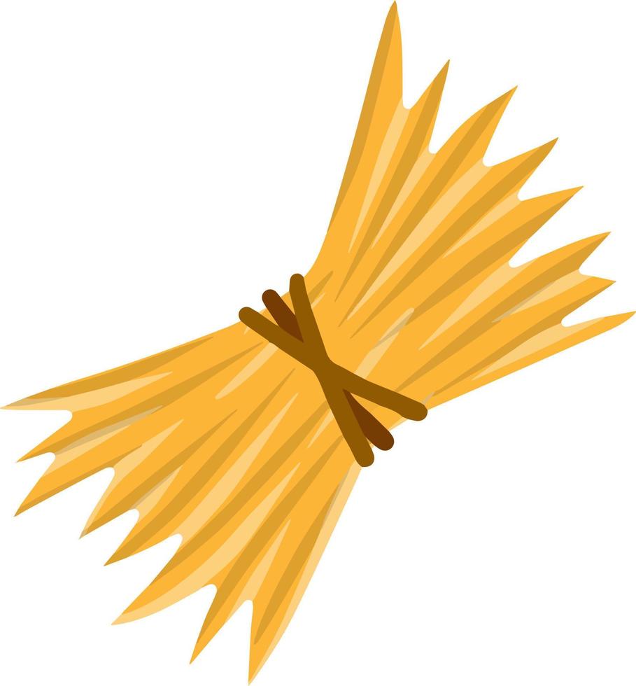 Sheaf of hay. Countryside is a Stack of wheat ears. Village harvest. Yellow dried plants. Production of natural food on the farm. vector
