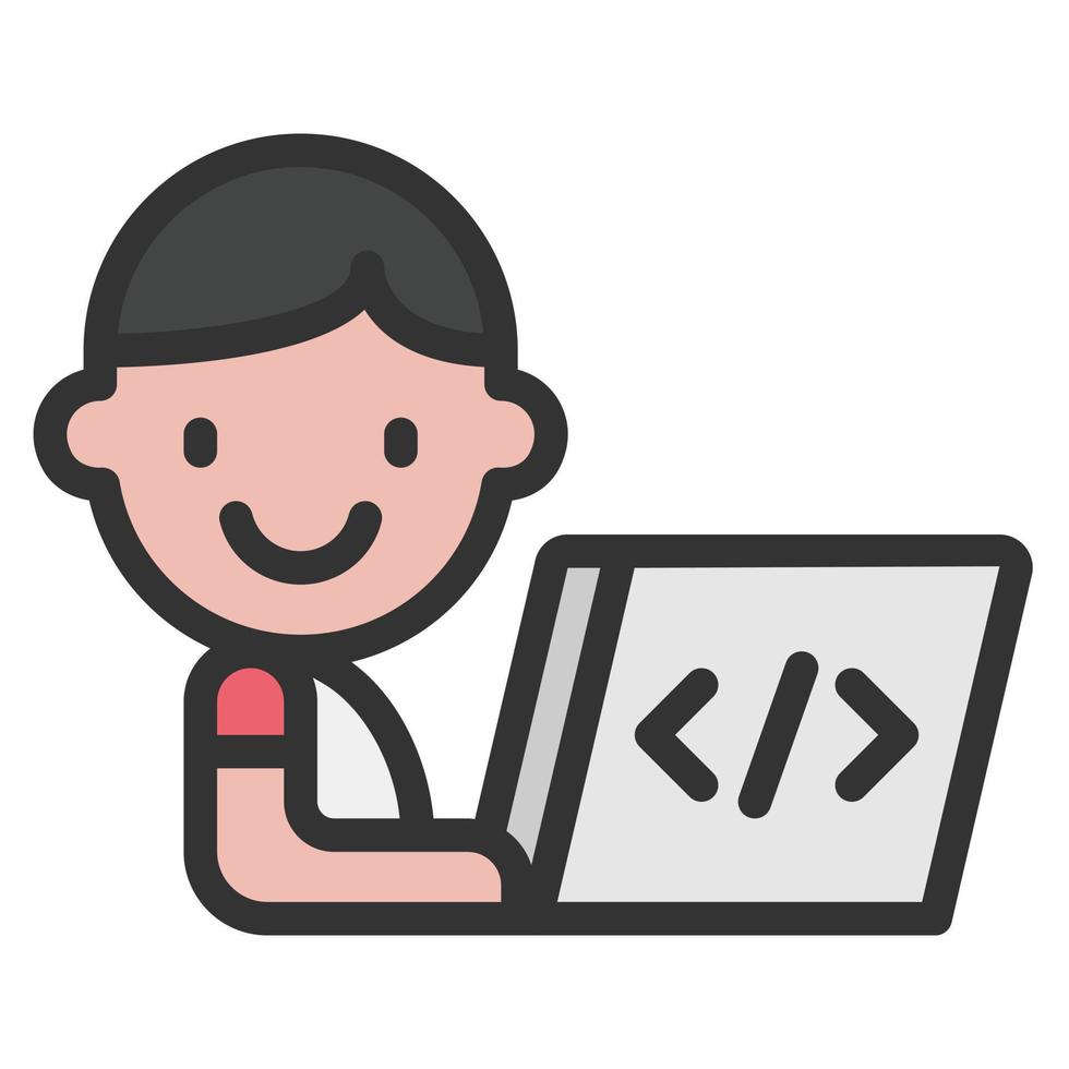 kids coding icon line color vector illustration