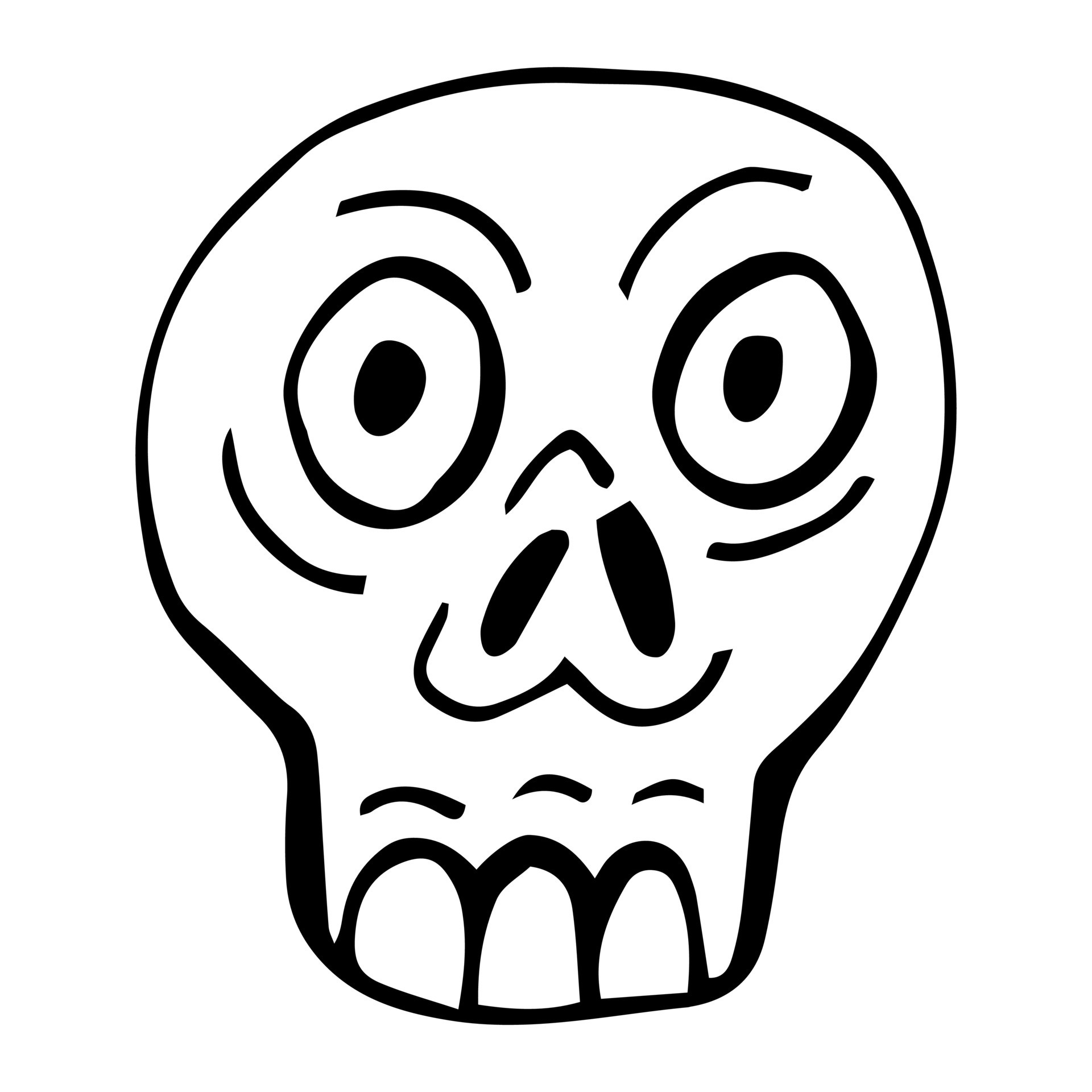 Hand drawn cartoon skull. Funny cartoon skull isolated on white background.  Vector illustration. 11962072 Vector Art at Vecteezy