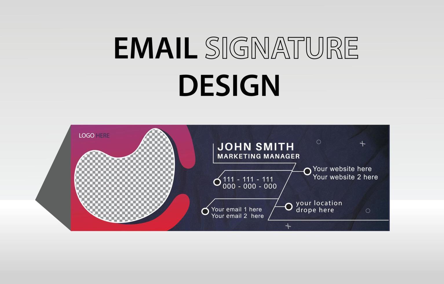 firma de correo electrónico comercial moderna y diseño de plantilla de pie de página de correo electrónico personal vector