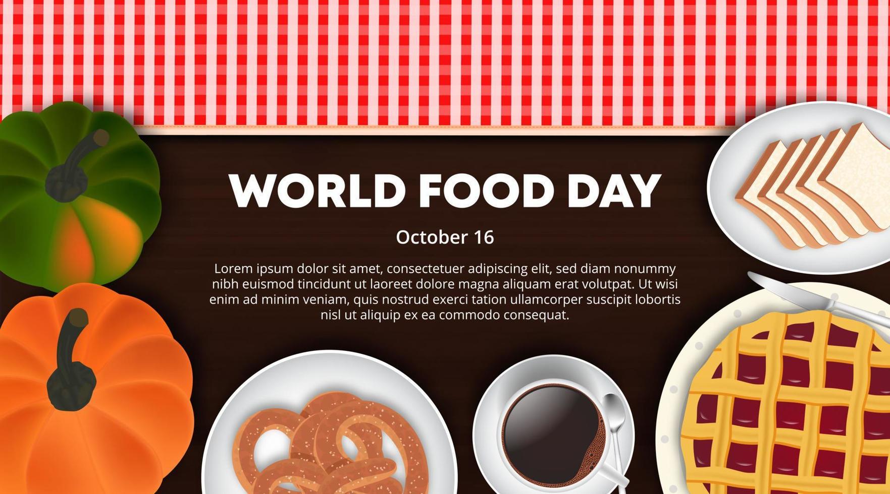 World food day background with healthy food on a table vector