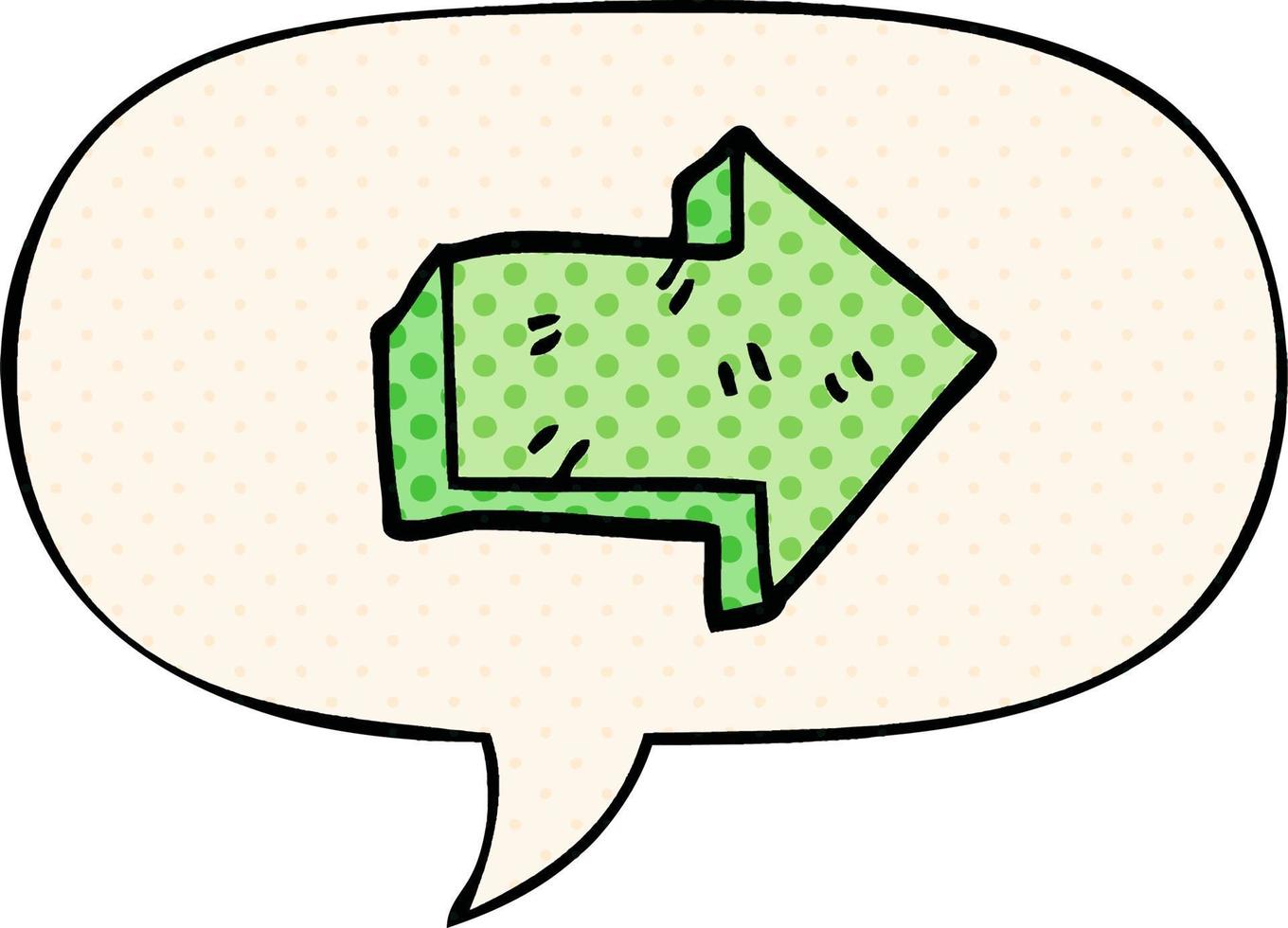 cartoon pointing arrow and speech bubble in comic book style vector