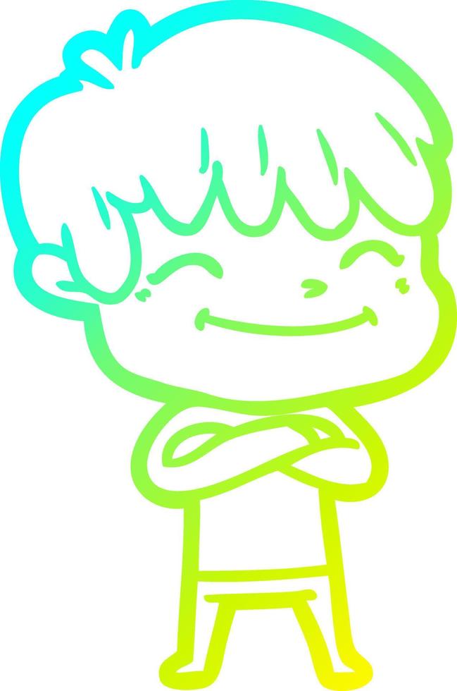 cold gradient line drawing cartoon happy boy vector