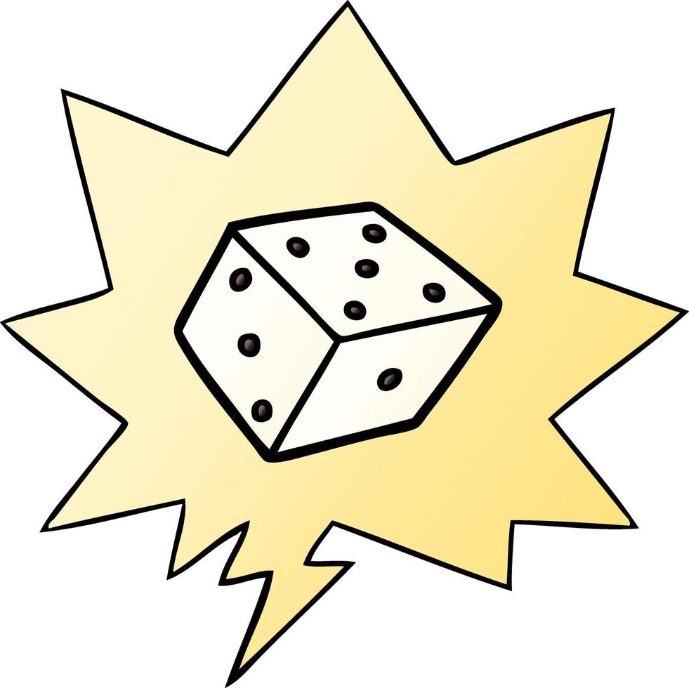 cartoon dice and speech bubble in smooth gradient style vector