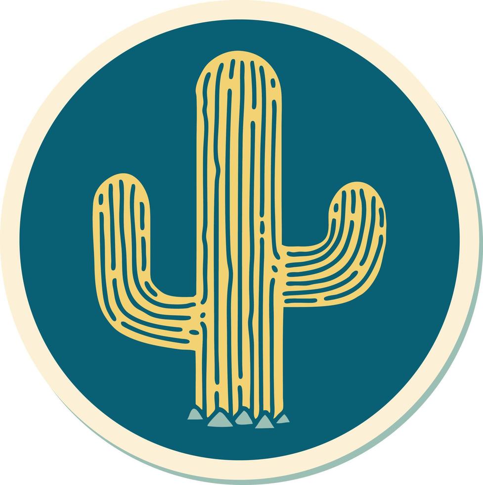 sticker of tattoo in traditional style of a cactus vector