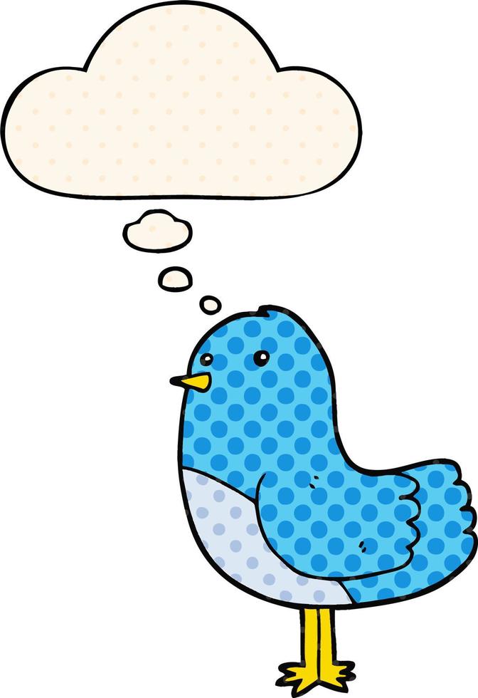 cartoon bird and thought bubble in comic book style vector