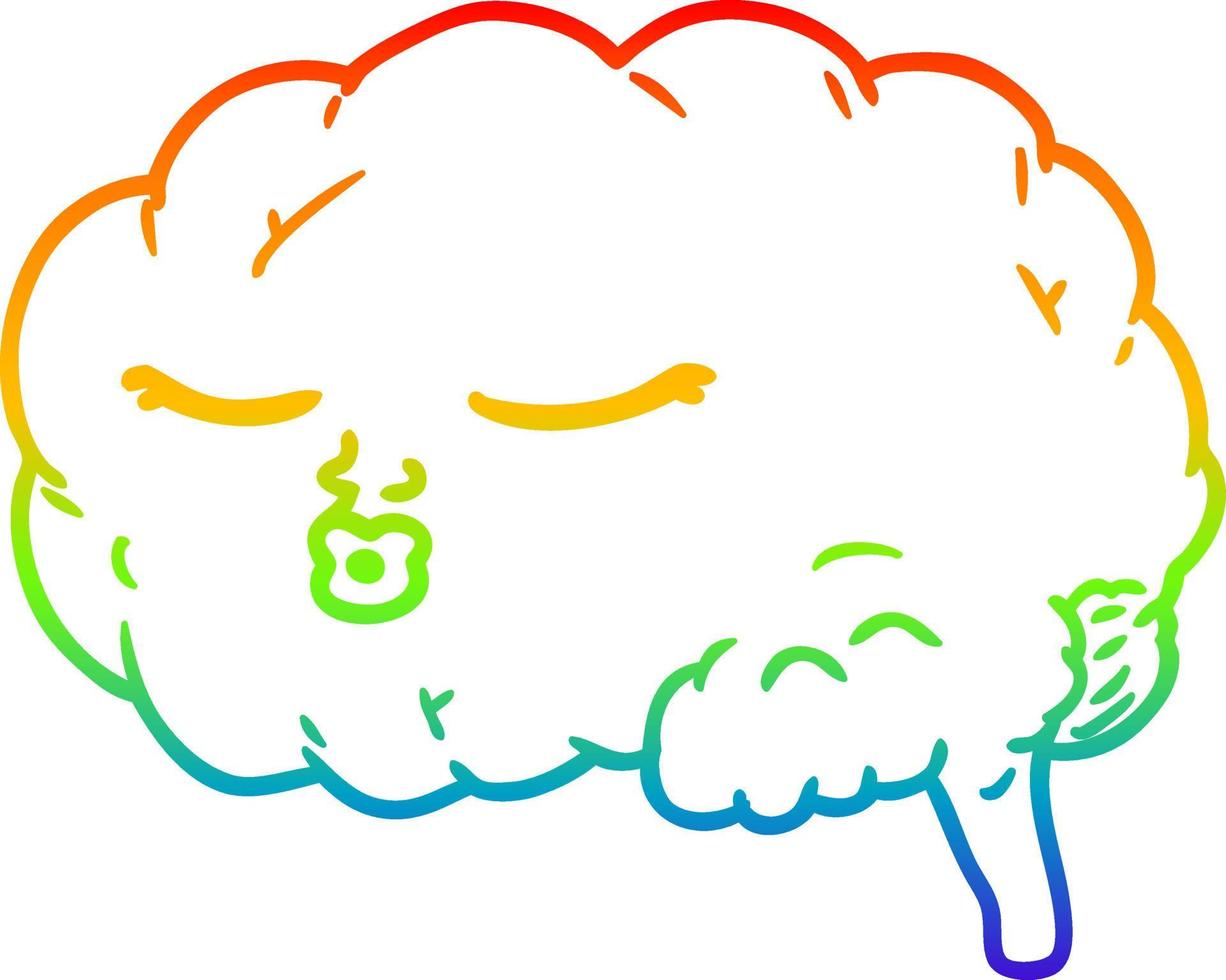 rainbow gradient line drawing cartoon brain vector