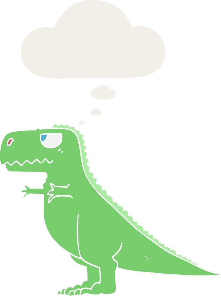 cartoon dinosaur and thought bubble in retro style vector