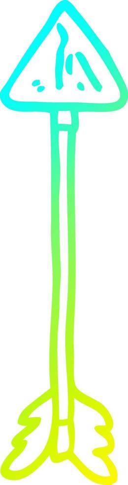 cold gradient line drawing cartoon straight arrow vector