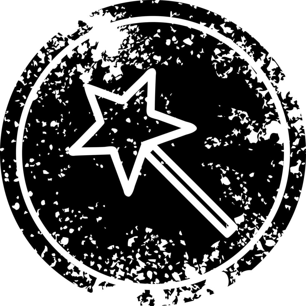 magic wand distressed icon vector