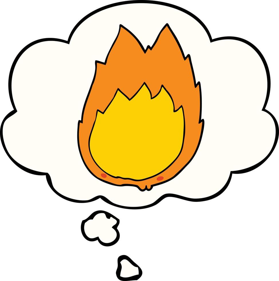 cartoon flames and thought bubble vector