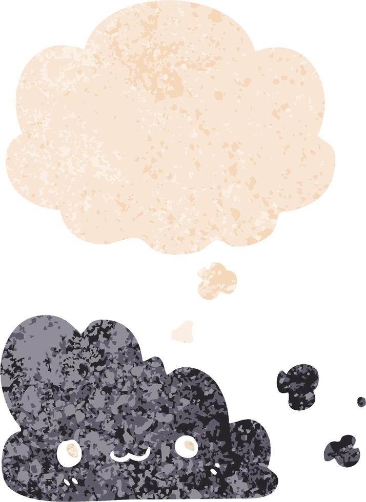 cute cartoon cloud and thought bubble in retro textured style vector