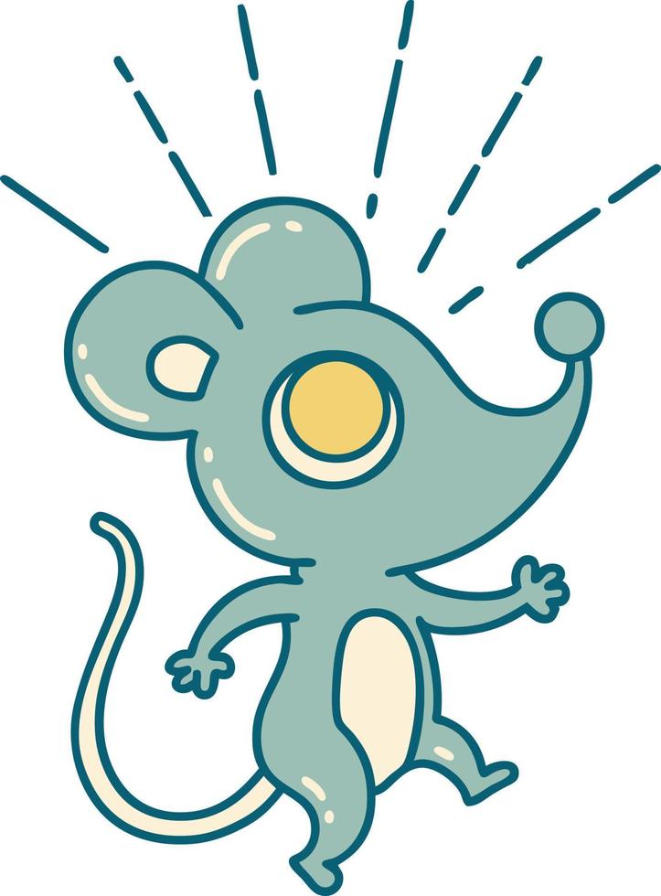 illustration of a traditional tattoo style mouse character vector