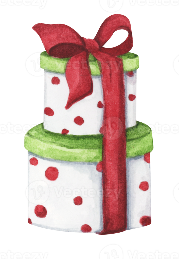 dibujo de acuarela cajas de regalo de navidad con lazos, caja de regalo. png