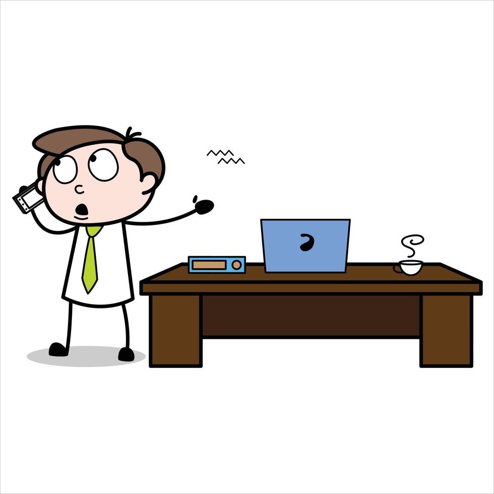 asset of a young businessman cartoon character calling his friend at the office vector