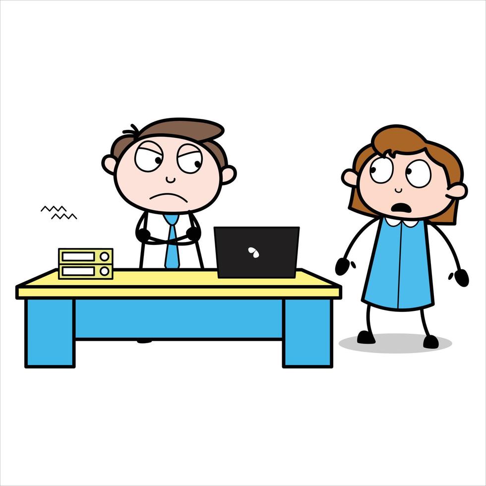 asset of a young businessman cartoon character who is angry with his employees vector