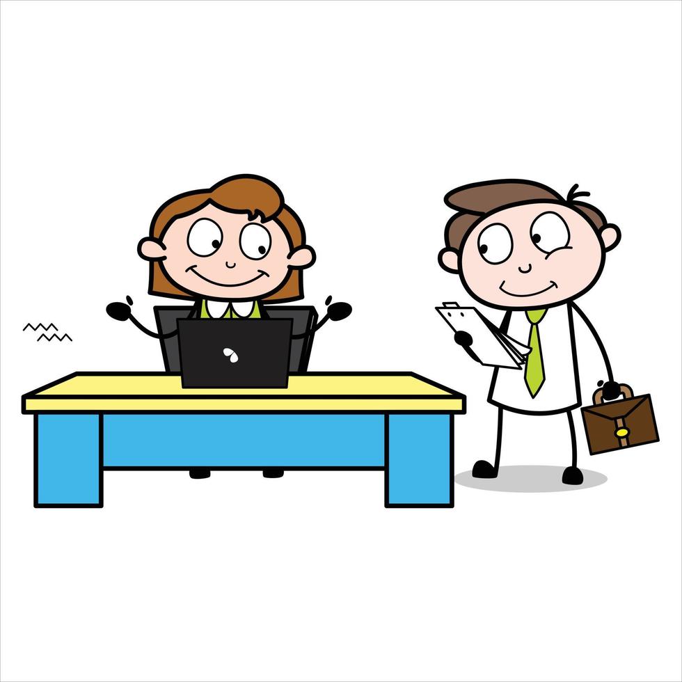 asset of a young businessman cartoon character asking his office mate vector