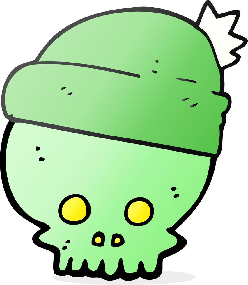 freehand drawn cartoon skull wearing hat vector