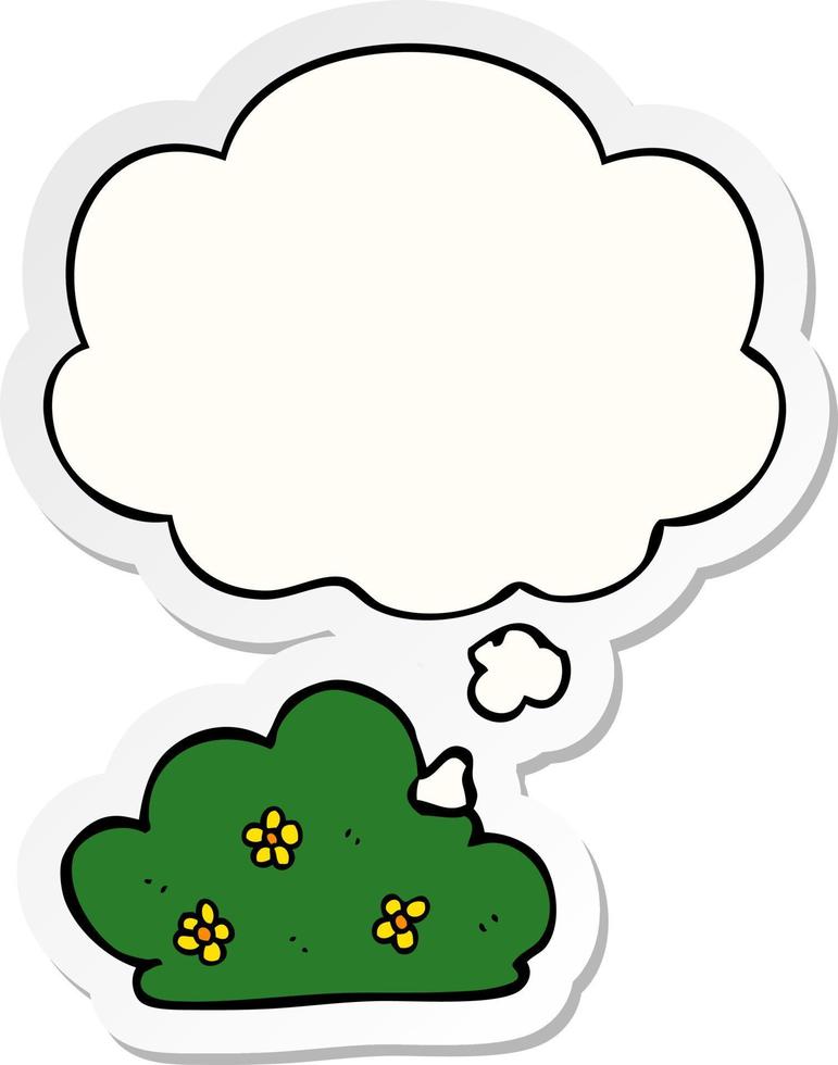 cartoon hedge and thought bubble as a printed sticker vector