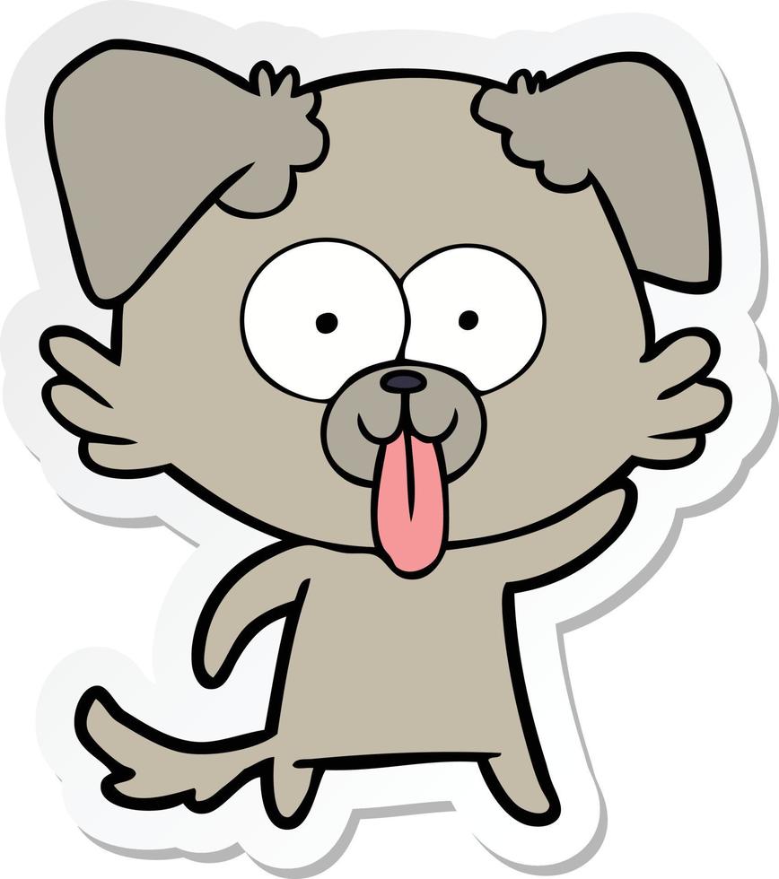 sticker of a cartoon dog with tongue sticking out vector