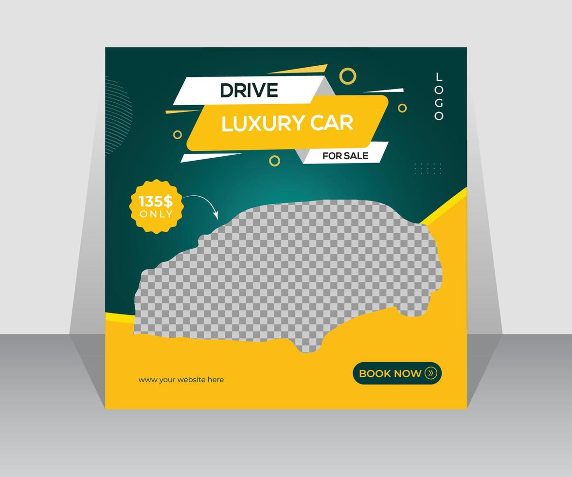 Drive Luxury car social media banner template. social media post for the car. editable social media marketing square flyer poster, Car Sale vector